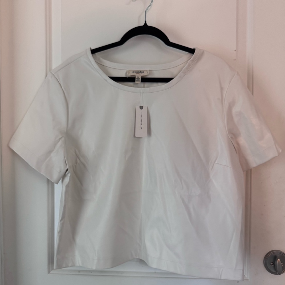 Anthropologie’s Porridge Faux Leather Crop Tee